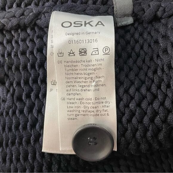 Oska Knit 3/4 Sleeve Button-up Cardigan Sweater Black Women's - Picture 8 of 10